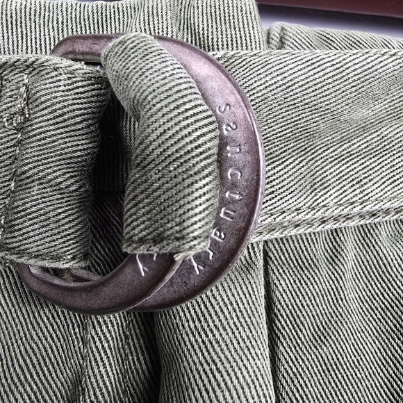 SANCTUARY Holly Linen Blend Skirt Knee Length Olive‎ Green Womens Size M Utility - Picture 5 of 11